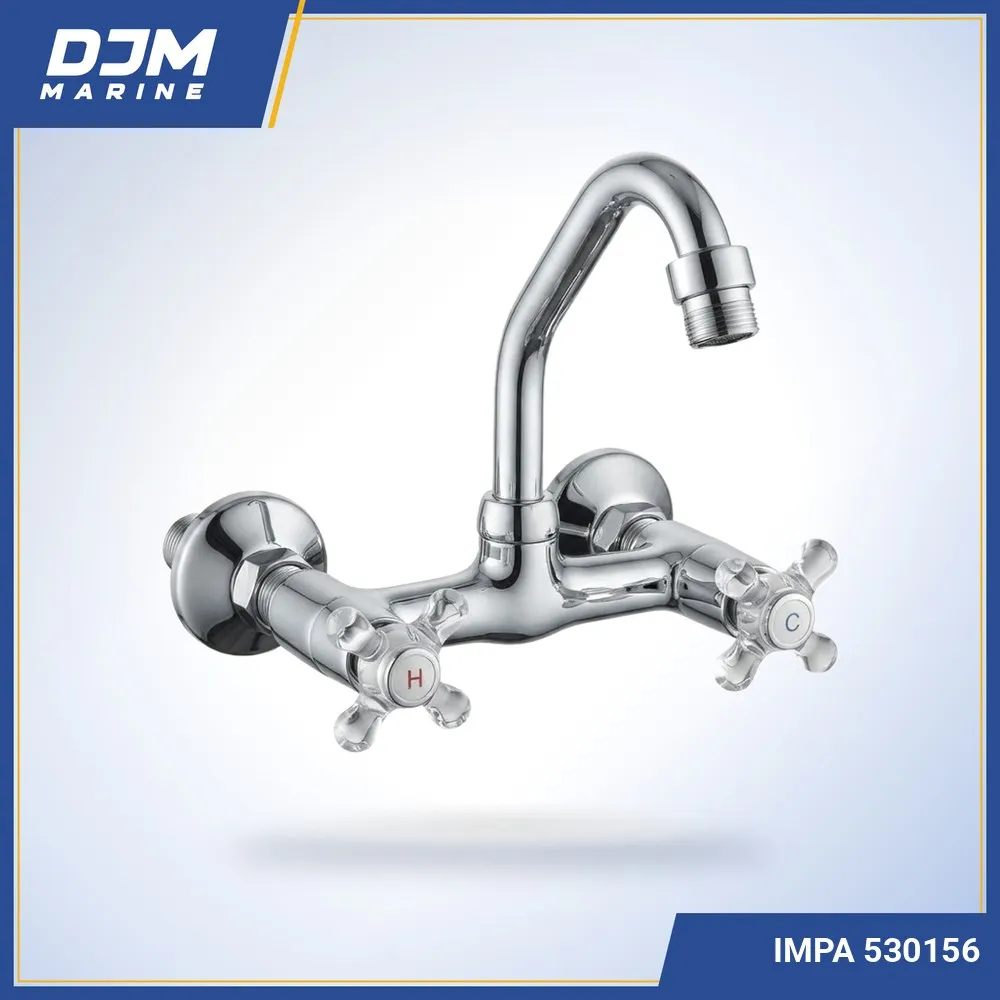 Combination Wall Faucet, Upward Spout, Plastic Aerator